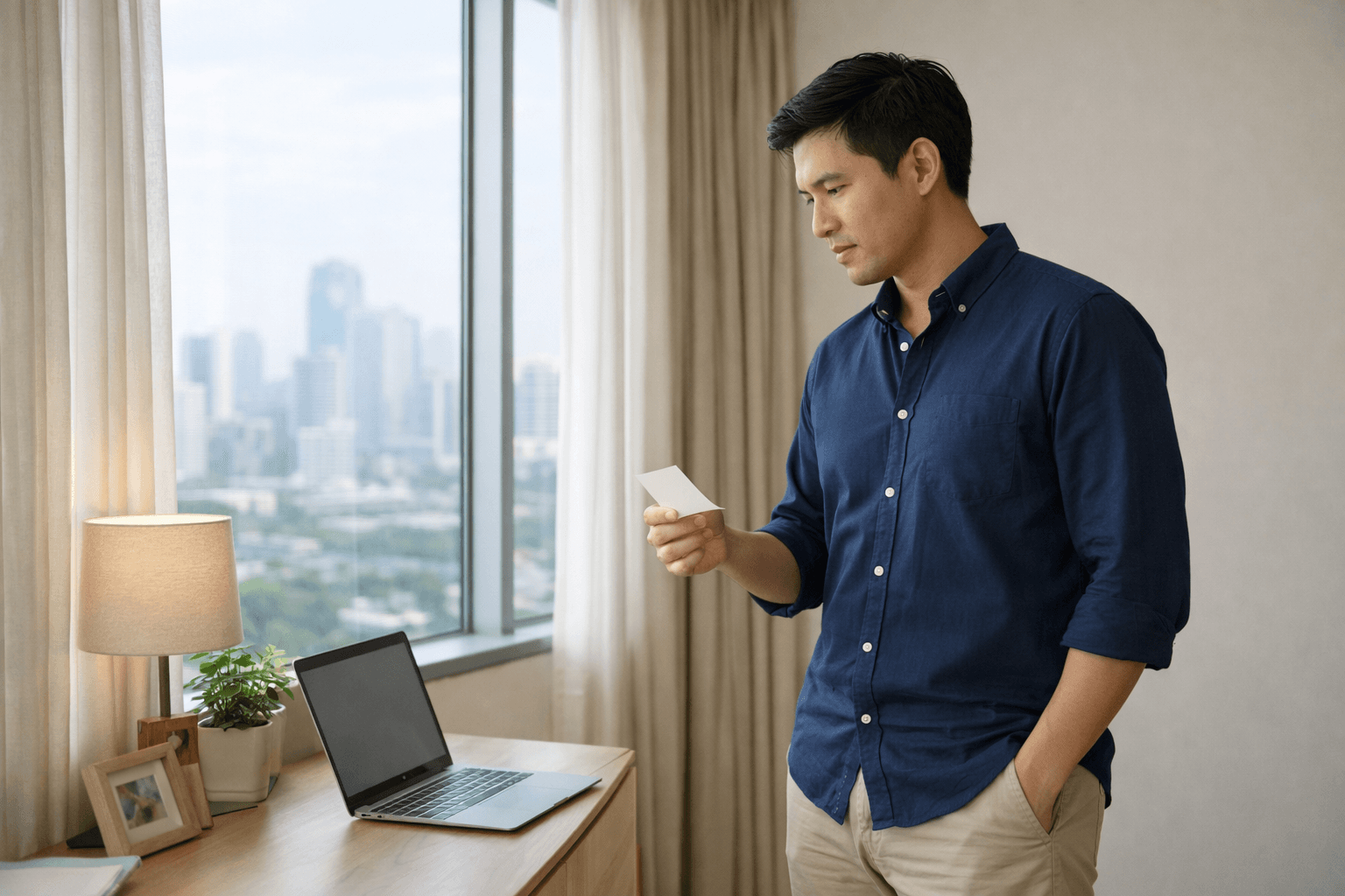 ประกันชีวิตวัยทำงาน ภาพคนทำงานกำลังทบทวนเอกสารกรมธรรม์และงบรายเดือน