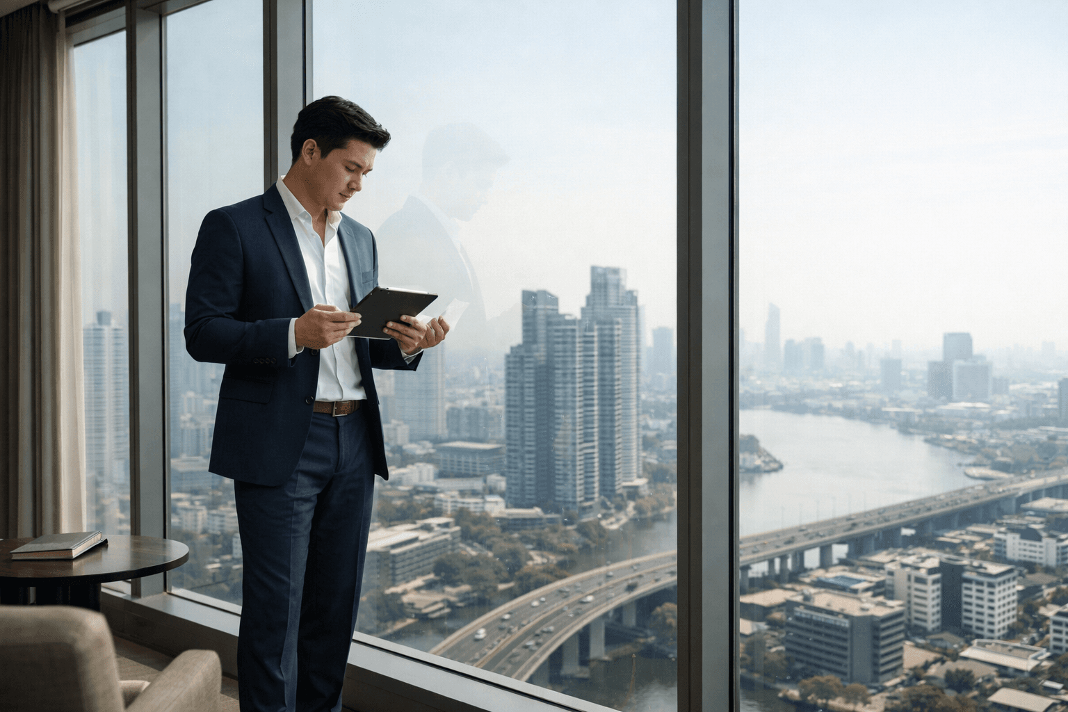 Unit Linked ภาพนักลงทุนกำลังดูเอกสารกรมธรรม์และพอร์ตการลงทุน