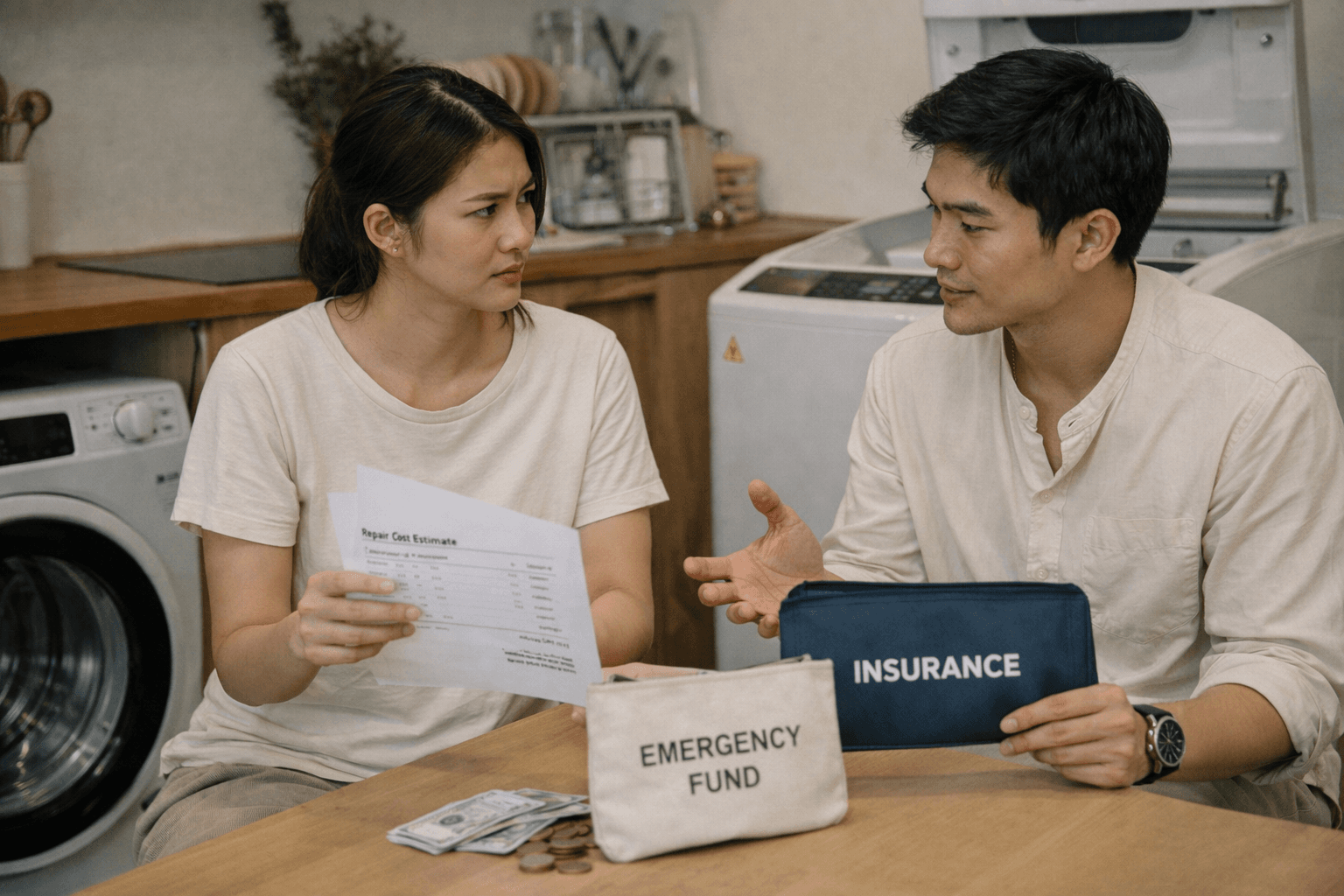 ภาพฟรีแลนซ์กำลังเช็กเงินสำรอง รายจ่ายคงที่ และรายการคุ้มครองพื้นฐานที่จำเป็น